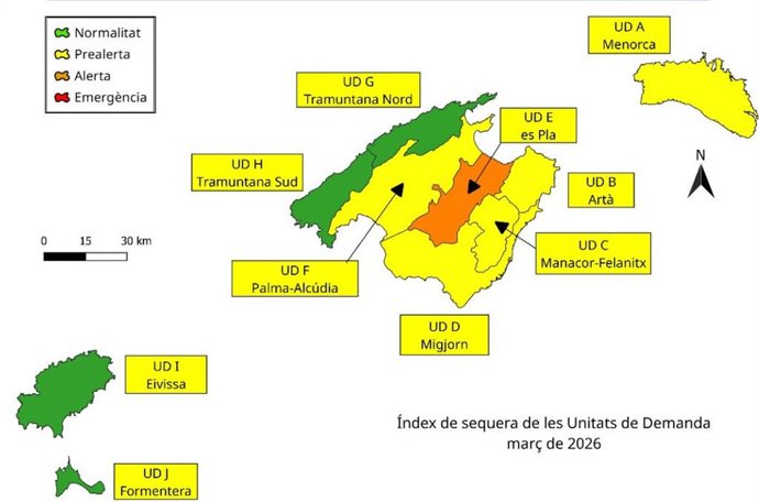Las reservas hídricas de Baleares se sitúan en el 54% en marzo
