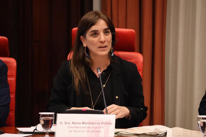 Archivo - Arxivo - La consellera d'Investigació i Universitats de la Generalitat, Núria Montserrat, una comissió del parlament.