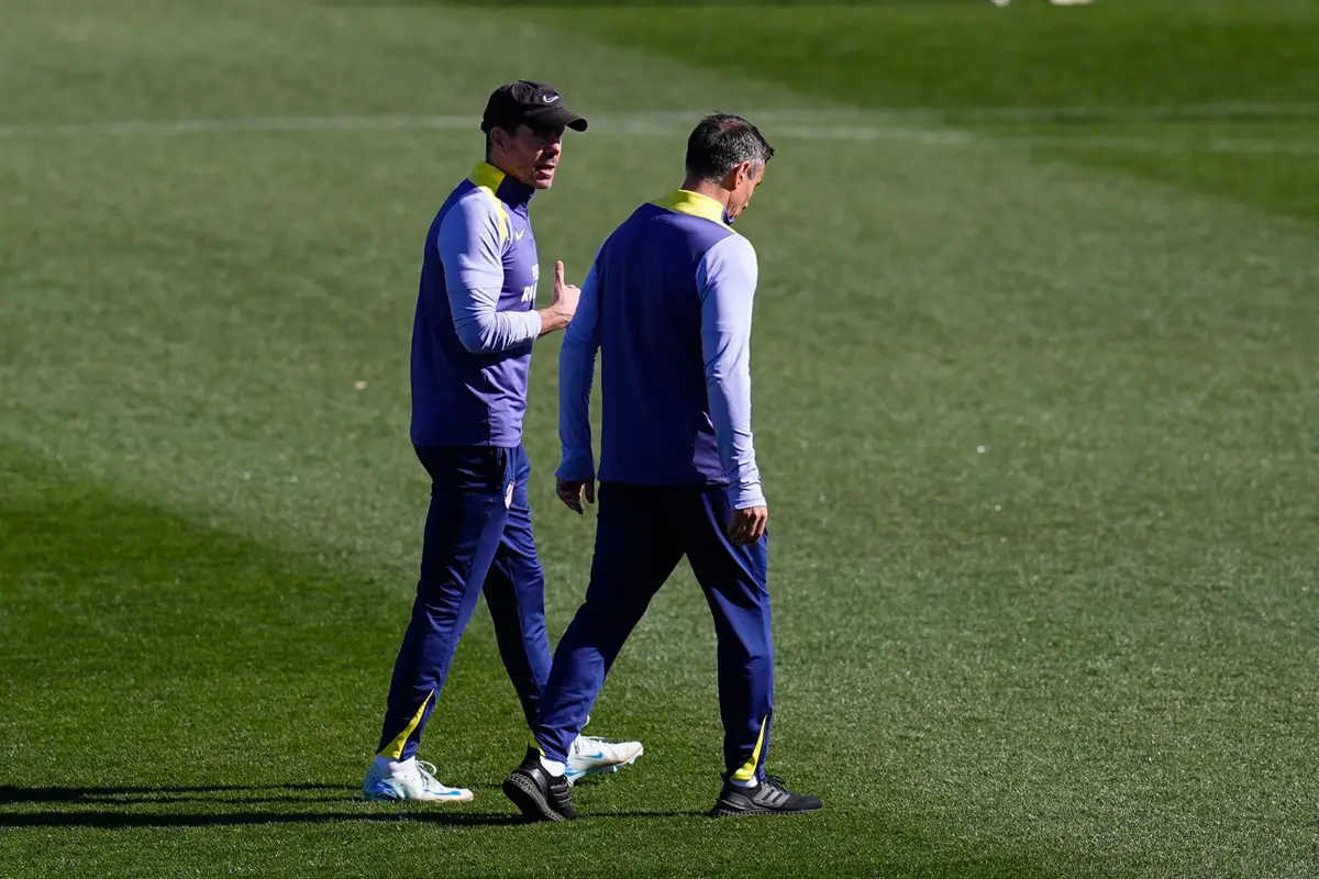 Diego Pablo Simeone durante un entrenamiento del Atlético de Madrid