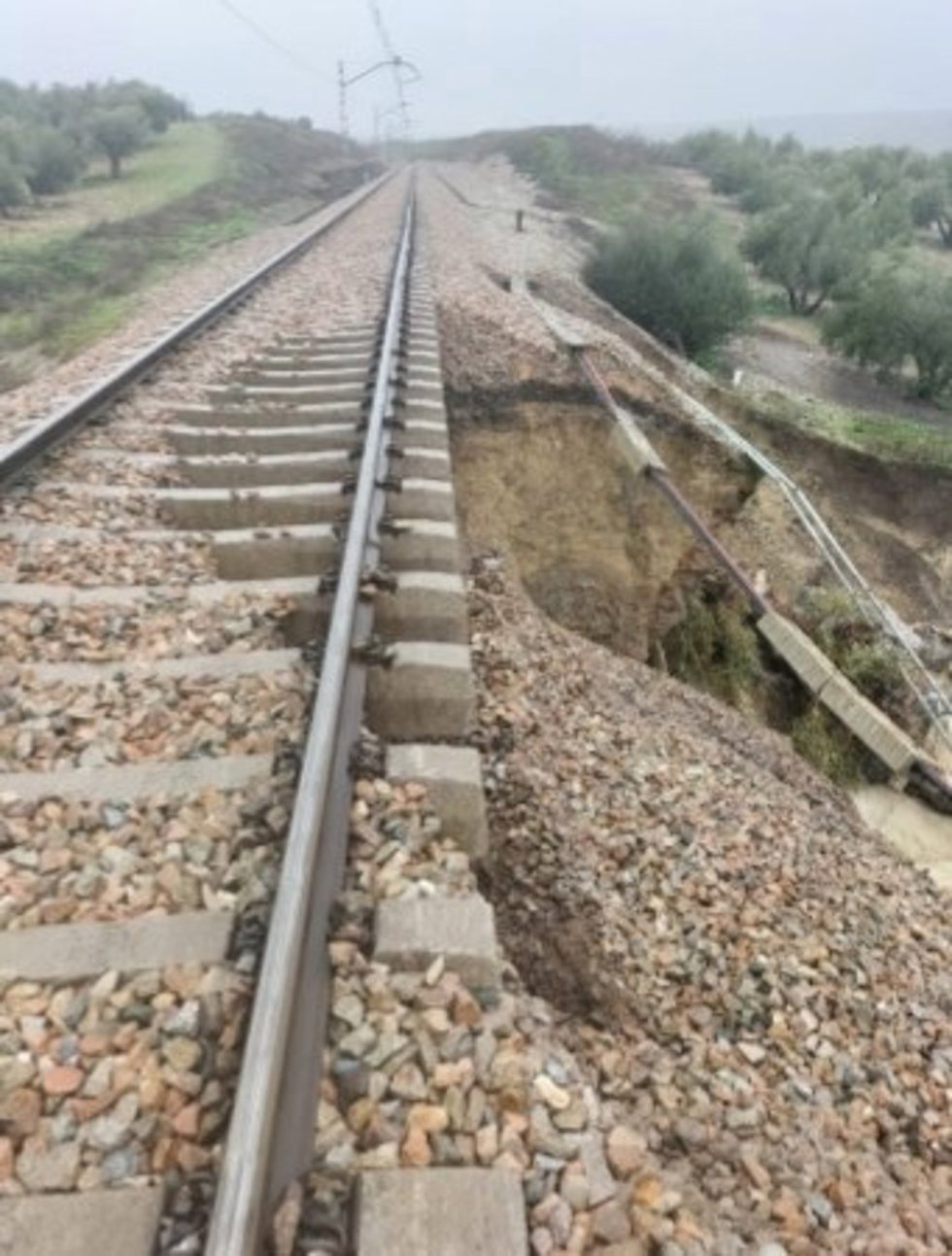 Daños en el tramo comprendido entre Arjonilla y Marmolejo