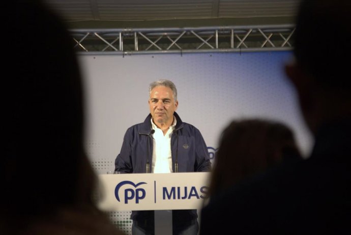 El vicesecretario de Coordinación Autonómica, Local y Análisis Electoral del PP, Elías Bendodo, en un acto en Mijas (Málaga).