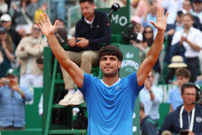 Monte Carlo, Monk: Tênis, ATP Monte Carlo Rolex Masters 2026, Carlos Alcaraz (ESP), sexta-feira, 10 de abril de 2026. Foto: Felice Calabro', Imagem: 1089997275, Licença: Direitos gerenciados, Restrições: * Direitos na Itália excluídos *, Autorização do mo