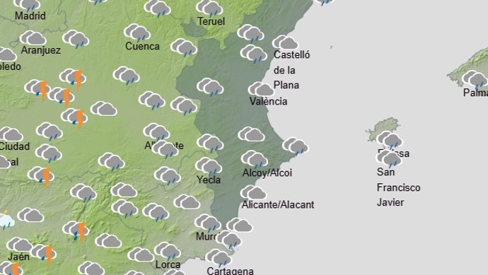 Mapa del tiempo previsto en la Comunitat Valenciana para el domingo 12 de abril de 2026