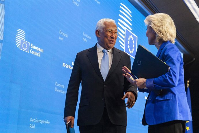 March 20, 2026, Brussels, Belgium: The President of the European Council, Antonio Costa, and the President of the European Commission, Ursula von der Leyen, held a joint press conference to mark the conclusion of the European summit in the Belgian capital
