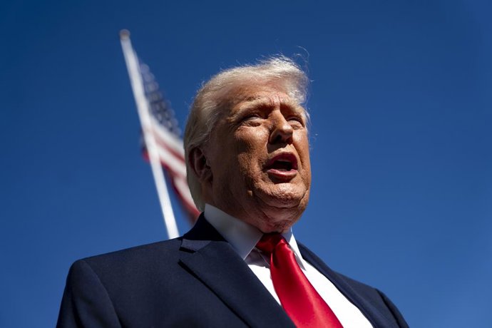 April 11, 2026, Washington, District Of Columbia, USA: April 11, 2026, Washington, District Of Columbia, USA: United States President Donald J Trump speaks to the media before departing the White House in Washington, DC, USA en route to Miami, Florida on 