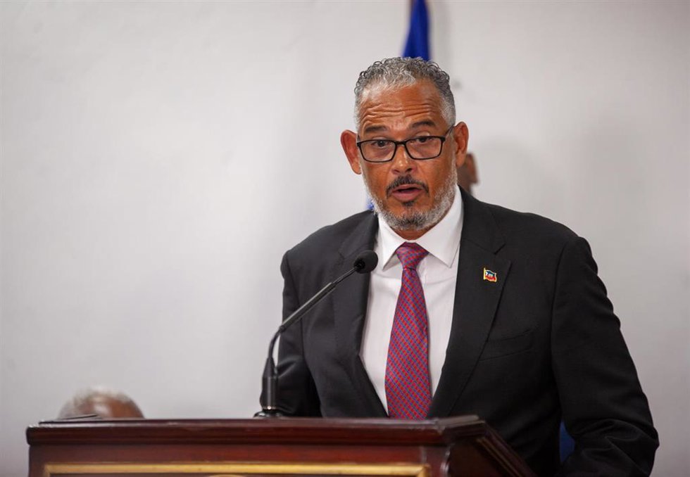 Archivo - El primer ministro de Haití, Alix Didier Fils-Aimé, durante una rueda de prensa (archivo)