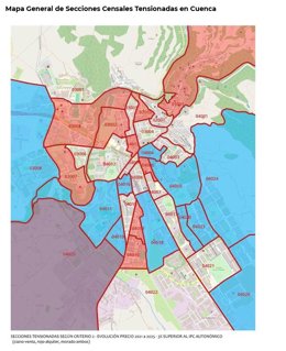Mapa de zonas tensionadas de Cuenca.
