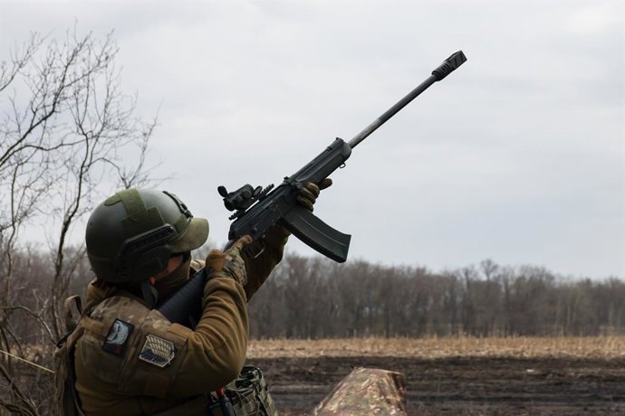 RUSSIA, BELGOROD REGION - MARCH 24, 2026: A serviceman of an FPV drone interceptor crew of the 11th army corps is deployed with the North Group of the Russian Armed Forces
