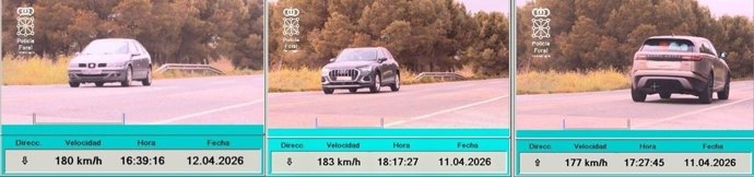 Fotogramas de los tres vehículos infractores en la N121.