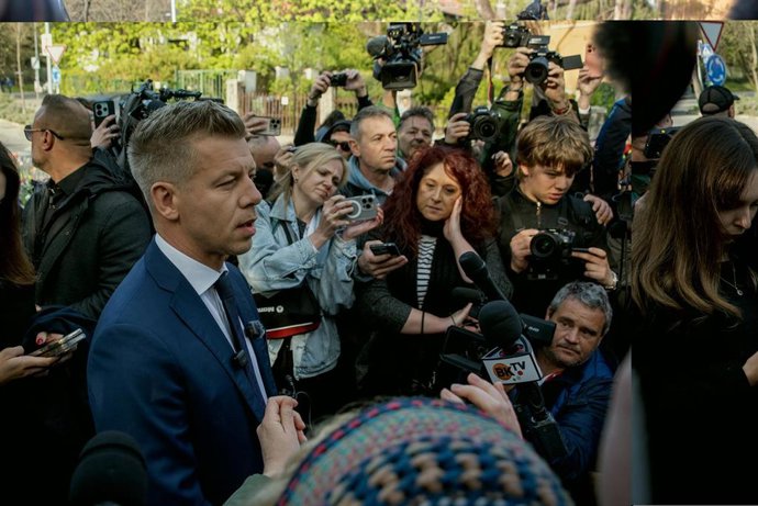 April 12, 2026, Budapest, Hungary: The President of the Tisza Party, Peter Magyar shares his thoughts about the election with the Hungarian and the International media in Budapest. The President of the Tisza Party, Peter Magyar - the biggest opposition of