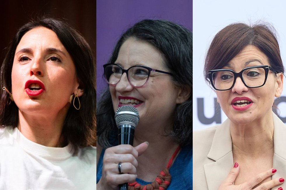 Montaje de Irene Montero, Mónica Oltra y Sira Rego