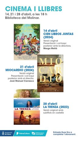 La biblioteca es Molinar de Palma celebrará el día de Sant Jordi con el ciclo 'Cinema i Llibres'