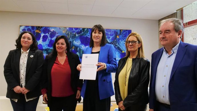 La líder del BNG, Ana Pontón, en la presentación del informe del Idega sobre vivienda