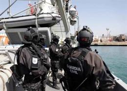Unidades de la Guardia Civil en el marco del ejercicio de seguridad marítima de la Armada Marsec