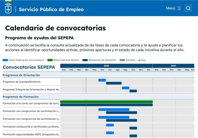 El Sepepa publica su primer calendario anual de convocatorias, que incluye 24 programas de subvenciones.
