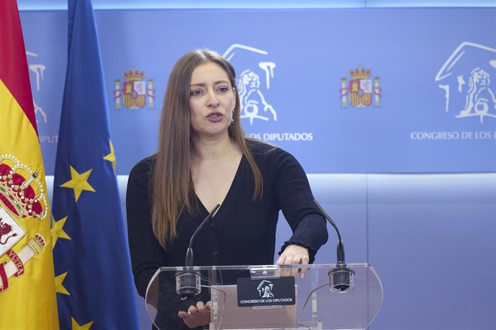 La portavoz del PP en el Congreso, Ester Muñoz, durante una rueda de prensa, en el Congreso de los Diputados, a 9 de abril de 2026, en Madrid (España).