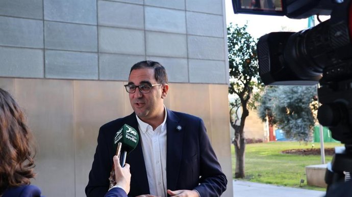 El portavoz del PP de la Diputación de Sevilla, Martín Torres, atiende a los medios.