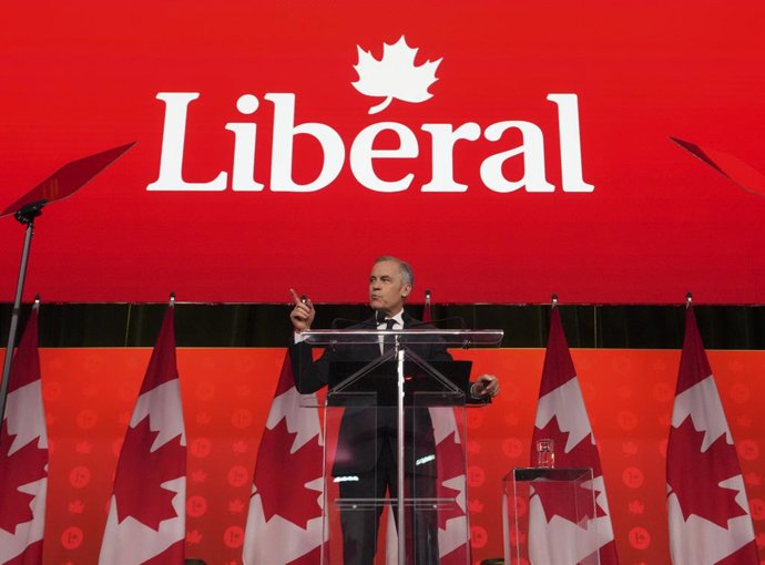 11 de abril de 2026, Montreal, PQ, CANADÁ: O primeiro-ministro Mark Carney discursa na convenção nacional do Partido Liberal em Montreal no sábado, 11 de abril de 2026.
