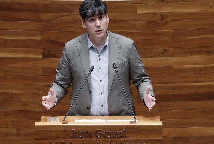 El consejero de Ciencias, Industria y Empleo, Borja Sánchez, comparece en el Pleno de la Junta Ganeral.