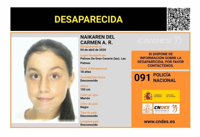 Naikaren del Carmen, de 18 años, desaparecida en Las Palmas de Gran Canaria