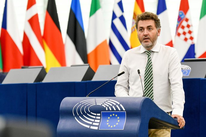 El eurodiputado asturiano socialista, Jonás Fernández, en el Parlamento europeo.