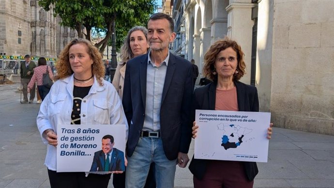 El candidato de Por Andalucía a la Presidencia de la Junta y coordinador federal de Izquierda Unida, Antonio Maíllo, este martes en Sevilla