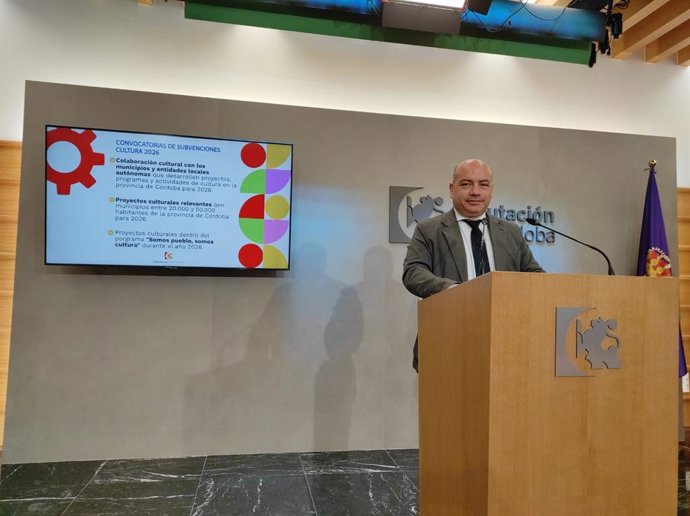 Gabriel Duque presenta la nueva edición de las convocatorias en materia cultural de la Diputación de Córdoba.