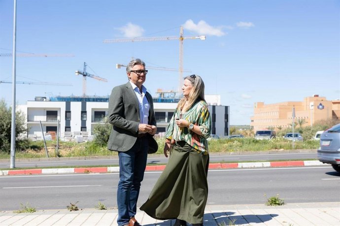 El candidato de Vox a la Presidencia de la Junta, Manuel Gavira, este martes en Bormujos (Sevilla)