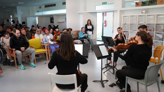 Actuación del cuarteto de cuerda de la Orquestra Simfònica de Balears en la residencia de Son Güells.