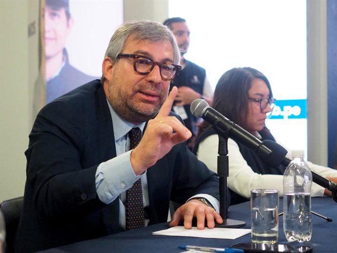 April 9, 2026, Lima, Lima, Peru: Piero Corvetto Salinas, head of the National Office of Electoral Processes (ONPE), holds a press conference on the vote counting system and deadlines for publishing results in the upcoming general elections on April 12.