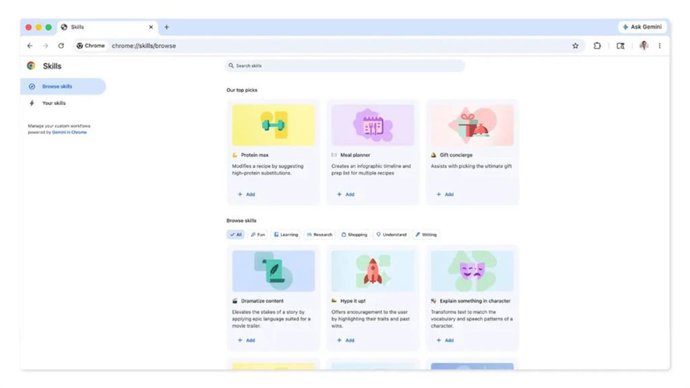 Skills en Chrome de Google.