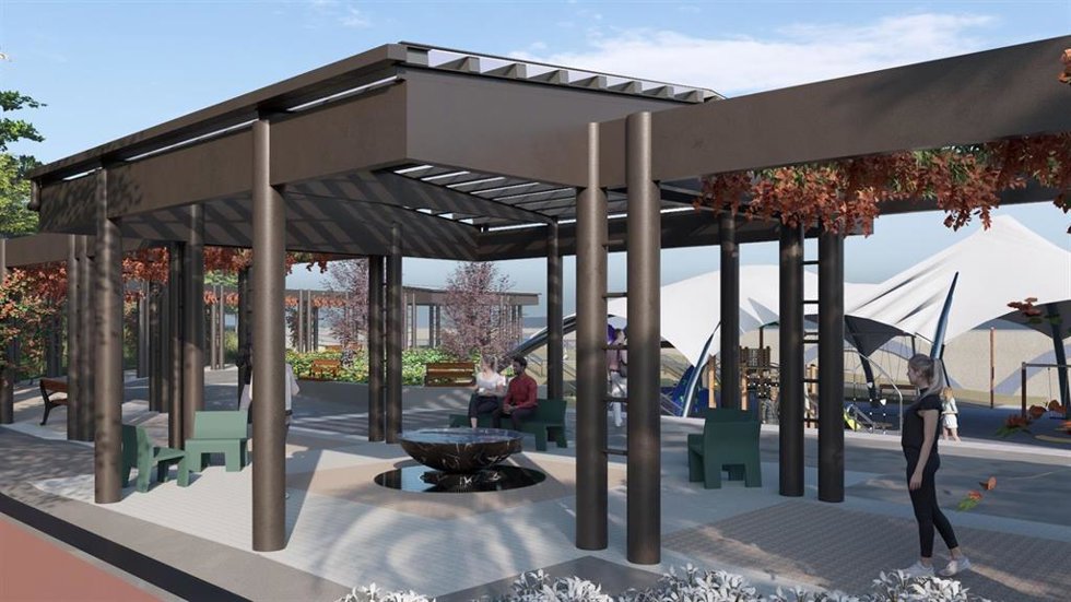 Infografía de proyecto de renovación de la pérgola en el Parque Europa de Txurdinaga