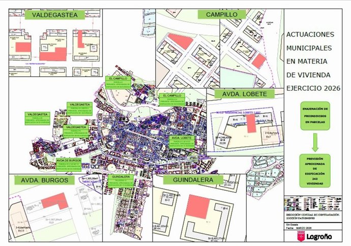 Logroño saca a enajenación 8 parcelas por toda la ciudad en las que se podrían construir cerca de 250 viviendas libres