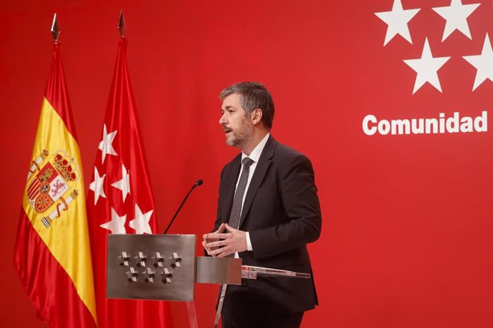 Archivo - El consejero de Presidencia, Justicia y Administración Local de la Comunidad de Madrid, Miguel Ángel García Martín, en una rueda de prensa tras el Consejo de Gobierno.