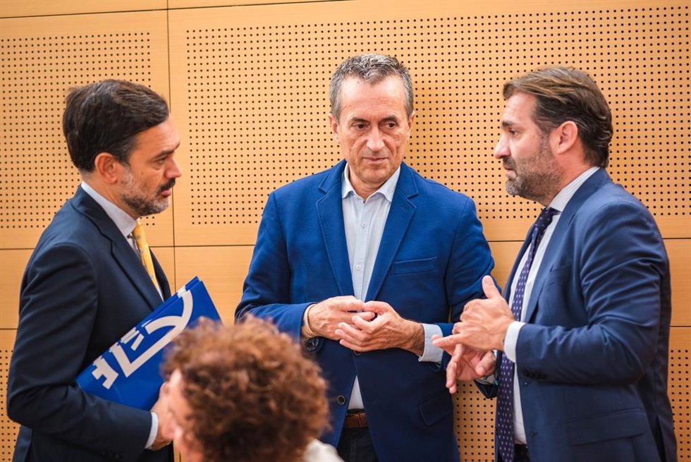 Archivo - El vicepresidente del Cabildo de Tenerife, Lope Afonso, el portavoz de CC, José Miguel Ruano, y el consejero de Industria, Manuel Fernández