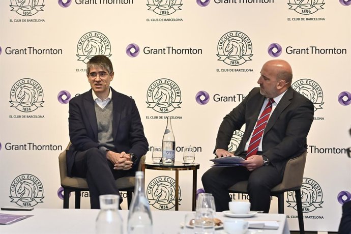 El CEO d'Abac Capital, Oriol Pinya, durant la trobada