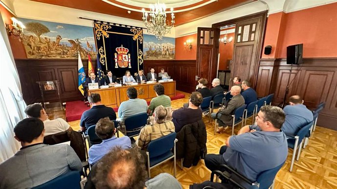 La secretaria general de Pesca del Ministerio de Agricultura, Pesca y Alimentación (MAPA), Isabel Artime, en la reunión que ha mantenido con el sector persquero canario