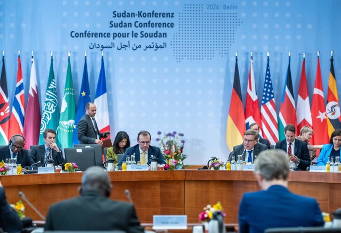 15 April 2026, Berlin: Johann Wadephul, Foreign Minister, speaks at the start of the International Sudan Conference at the Federal Foreign Office. The conference in Berlin consists of a meeting of foreign ministers, a humanitarian conference with funding 