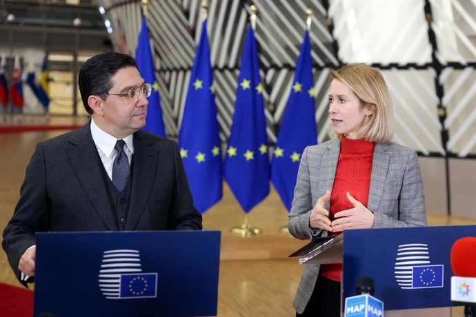 Archivo - Nasser Bourita, ministro de Asuntos Exteriores y Cooperación de Marruecos, y Kaja Kallas, Alta Representante de la UE para Asuntos Exteriores