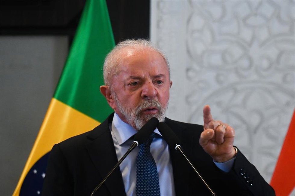Archivo - 22 February 2026, India, New Delhi: Brazil's President Luiz Inacio Lula da Silva gestures as he gives a press conference in New Delhi. Photo: Kabir Jhangiani/ZUMA Press Wire/dpa