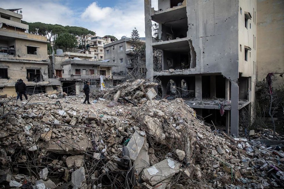 Edificios destrozados tras los ataques perpetrados por Israel el pasado miércoles en Líbano