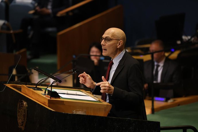 March 23, 2026, New York, New York, USA: United Nations High Commissioner for Human Rights, VOLKER TURK speaks at a UN General Assembly meeting on the elimination of racism, racial discrimination, xenophobia and related intolerance, commemorating the Inte