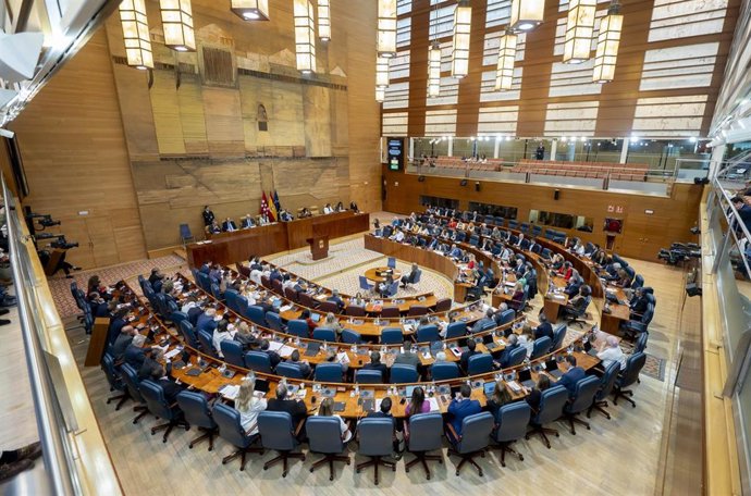 Diputados durante el Pleno de la Asamblea de Madrid