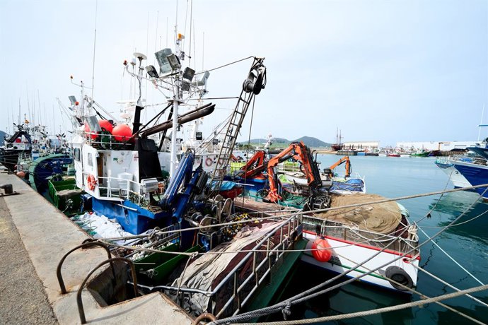 Archivo - Barcos amarrados en el puerto de Santoña, a 25 de marzo de 2022, en Santoña, Cantabria (España). Los pescadores de cerco del Cantábrico han decidido que saldrán a faenar el próximo 28 de marzo, en vista de que el resto de flotas siguen en la ma