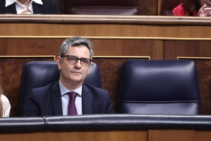 El ministro de la Presidencia, Félix Bolaños, durante un pleno en el Congreso de los Diputados, a 15 de abril de 2026, en Madrid (España). 