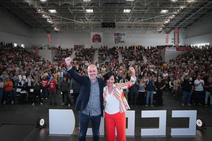 El secretari general de CC.OO., Unai Sordo, i la secretària general de CC.OO. de Catalunya, Belén López