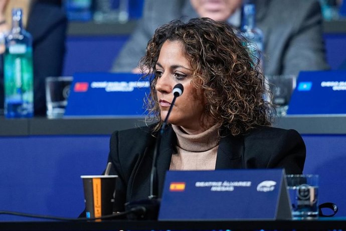 Archivo - Beatriz Álvarez, president de Liga F, durante una Asamblea de la RFEF