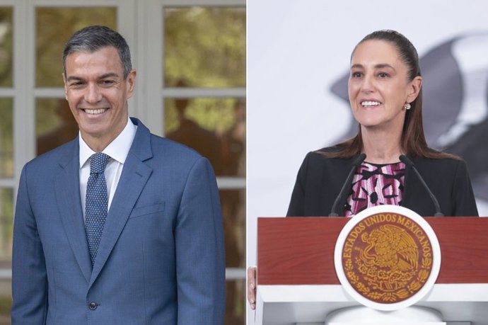 El presidente del Gobierno, Pedro Sánchez y la presidenta de México, Claudia Sheinbaum