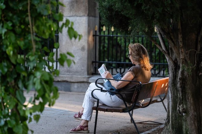 Archivo - Una mujer leyendo en un parque