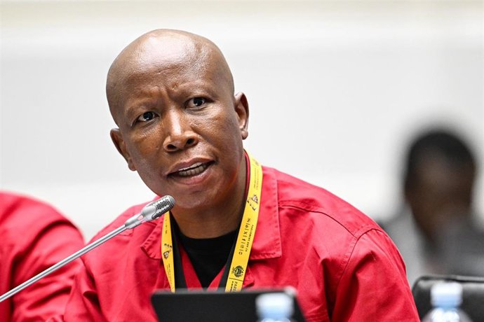 10 febrero, 2026 I  Julius Malema durante una Asamblea Nacional en Ciudad del Cabo, Sudáfrica,